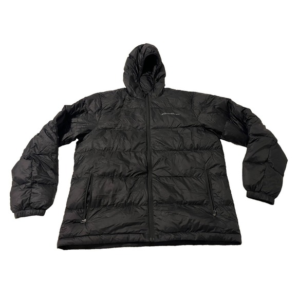 Eddie Bauer Other - Eddie Bauer Jacket Mens L Black EB650 Down Puffer Hooded Full Zip Coat Outdoor